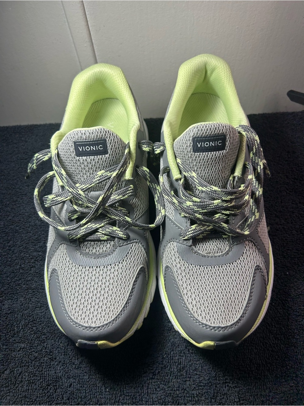 Vionic Women's Gray with Neon Yellow Athletic Sneakers